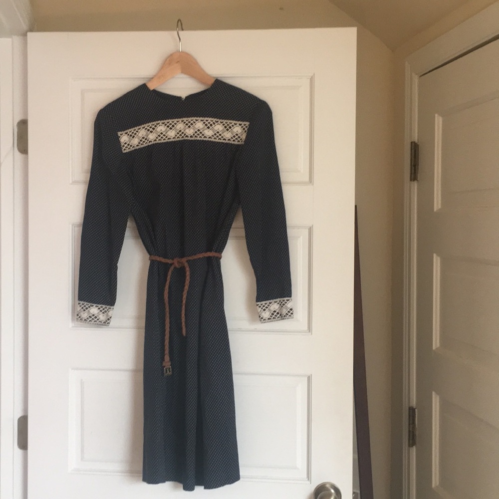 Vintage Navy Dress with Lace